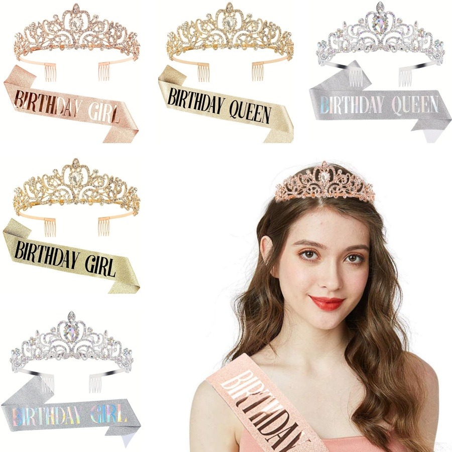 Birthday Sash Glitter - Juego de 2 Piezas de Corona