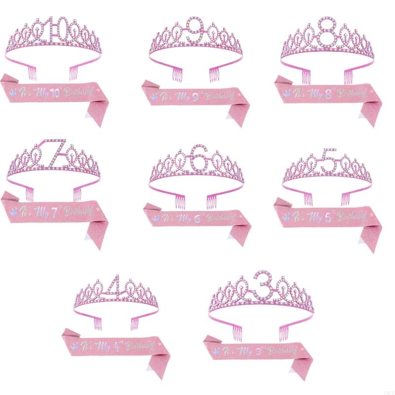 Birthday Sash Glitter - Conjunto tiaras y fajín cumpleaños color