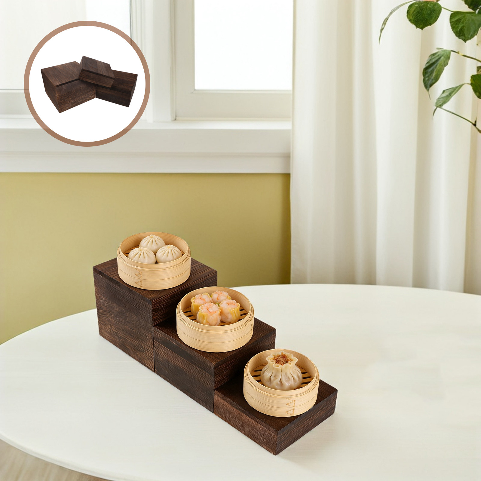 Cupcake Stand Tier - Juego de 3 Soportes de Madera