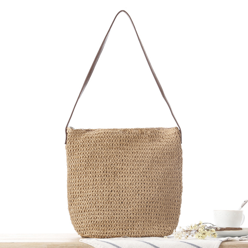 Paper Straw Color - Bolso de Hombro de Paja Tejido