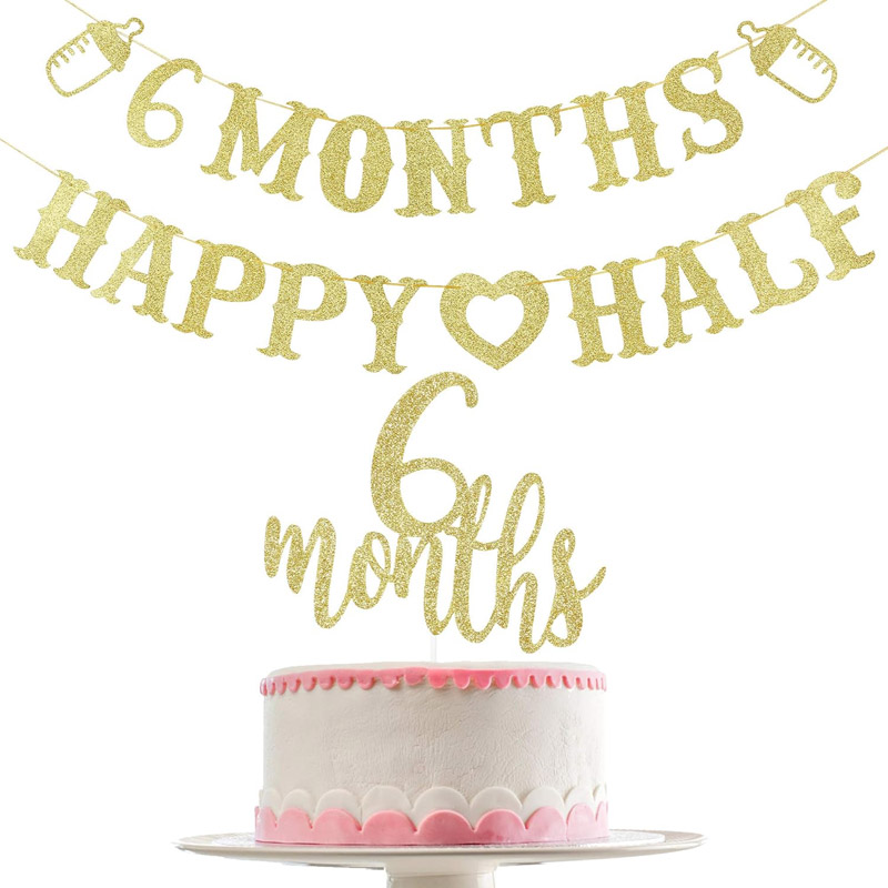 Party Banner Gold - Banner de 6 Meses con Diseño