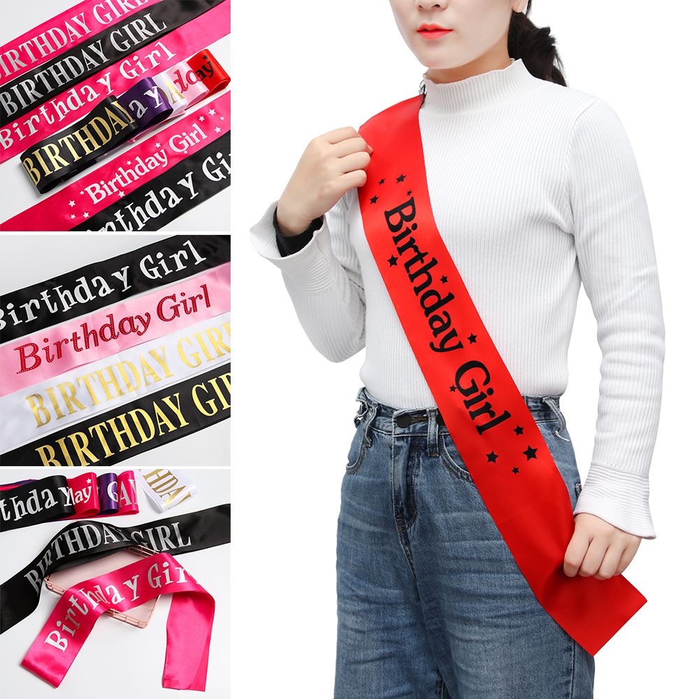 Birthday Sash Glitter - Cintas de satén con purpurina para