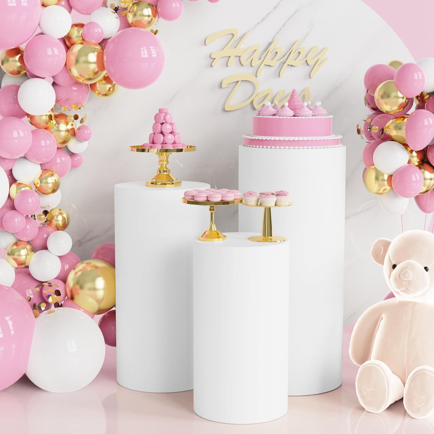 Dessert Table Backdrop - Yeele - 1/3/5 Fundas Elásticas Blancas