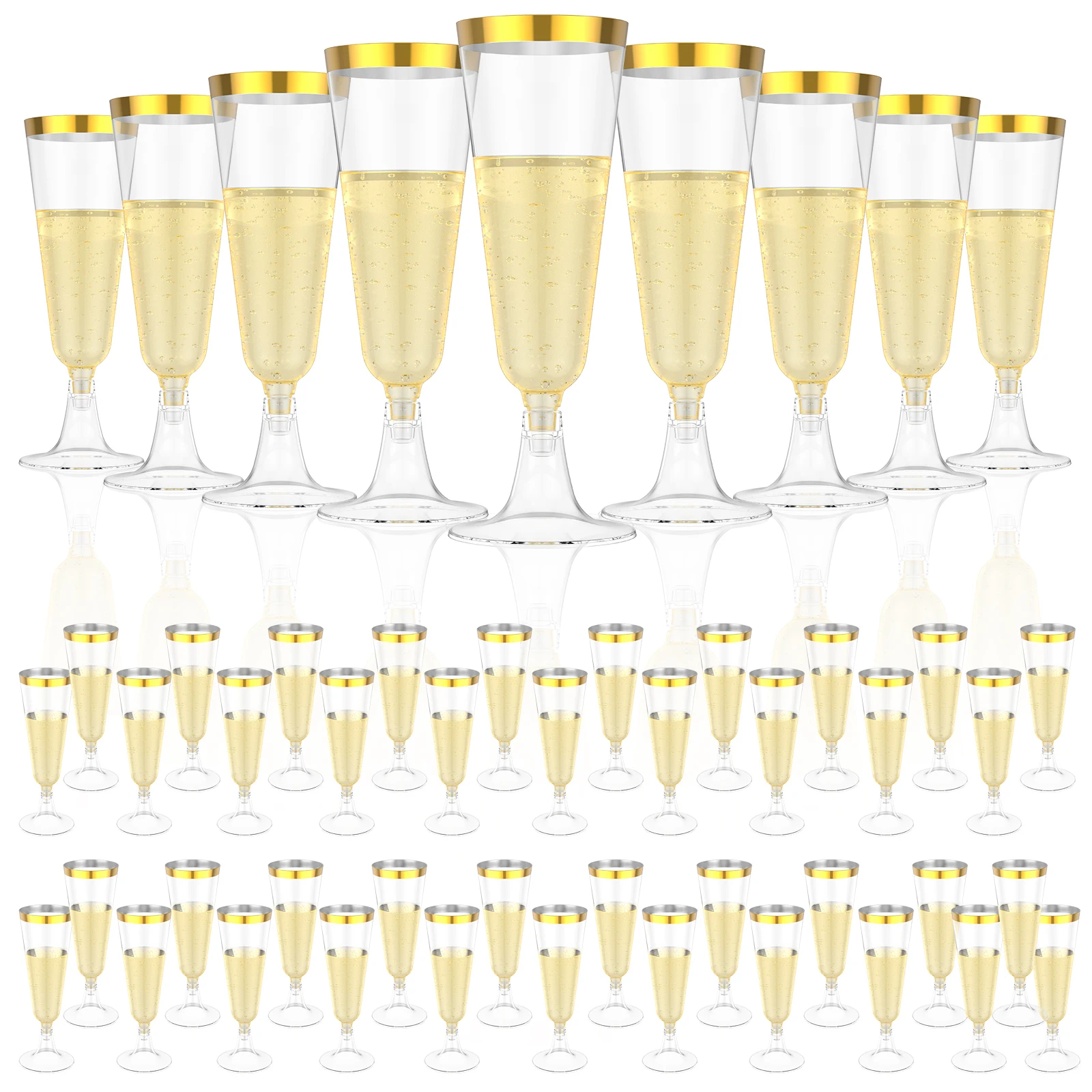 Plastic Cup 50Pcs - Copas de champán de plástico con