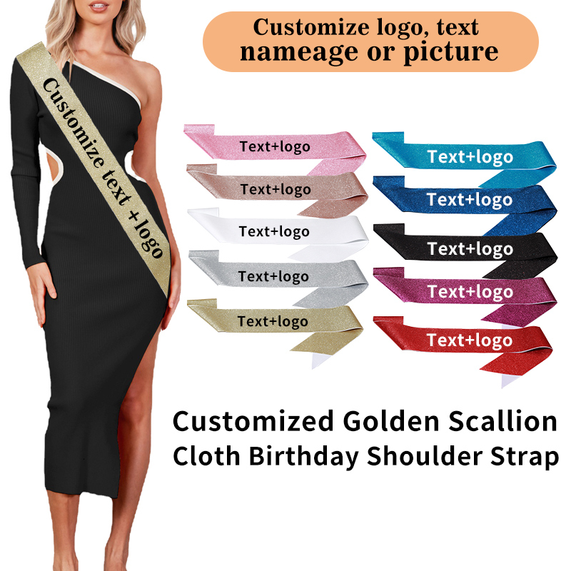 Birthday Sash Glitter - Faja de satén con purpurina personalizada,
