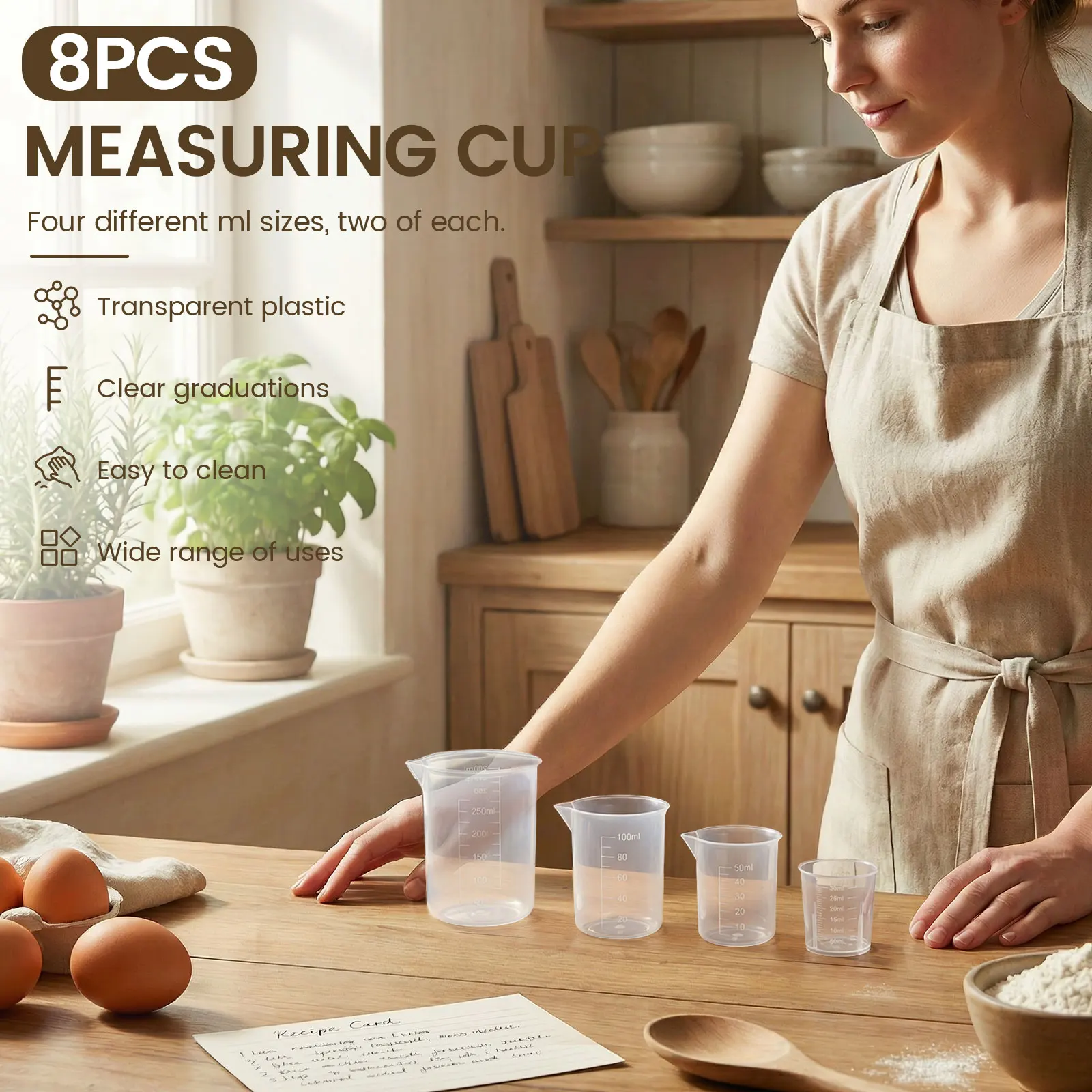 Juego de 8 Tazas Medidoras de  - Plastic Cup 50Pcs reseña y precio