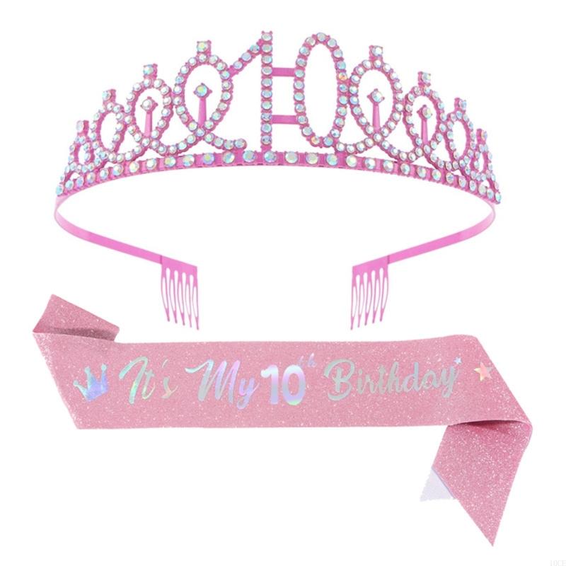 Conjunto tiaras y fajín cumple - Birthday Sash Glitter reseña y precio