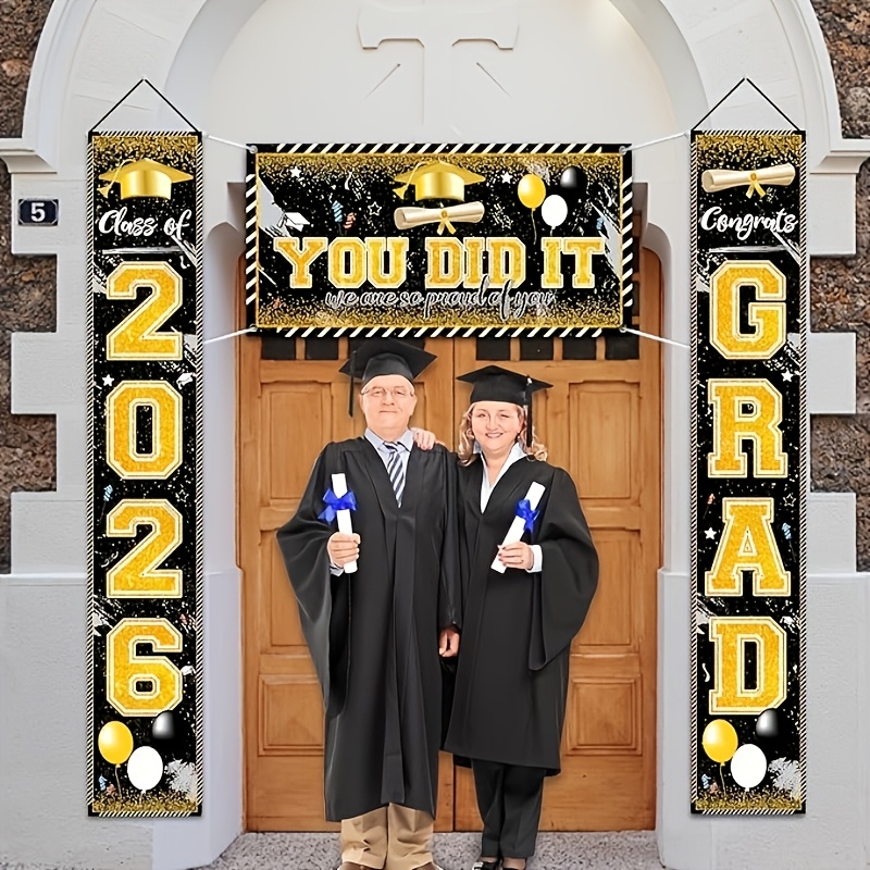 Banderas de Graduación 2D de 3 - Party Banner Gold reseña y precio