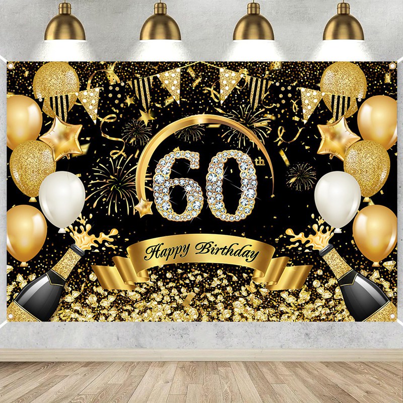 Feliz 30 40 50 cumpleaños panc - Party Banner Gold reseña y precio