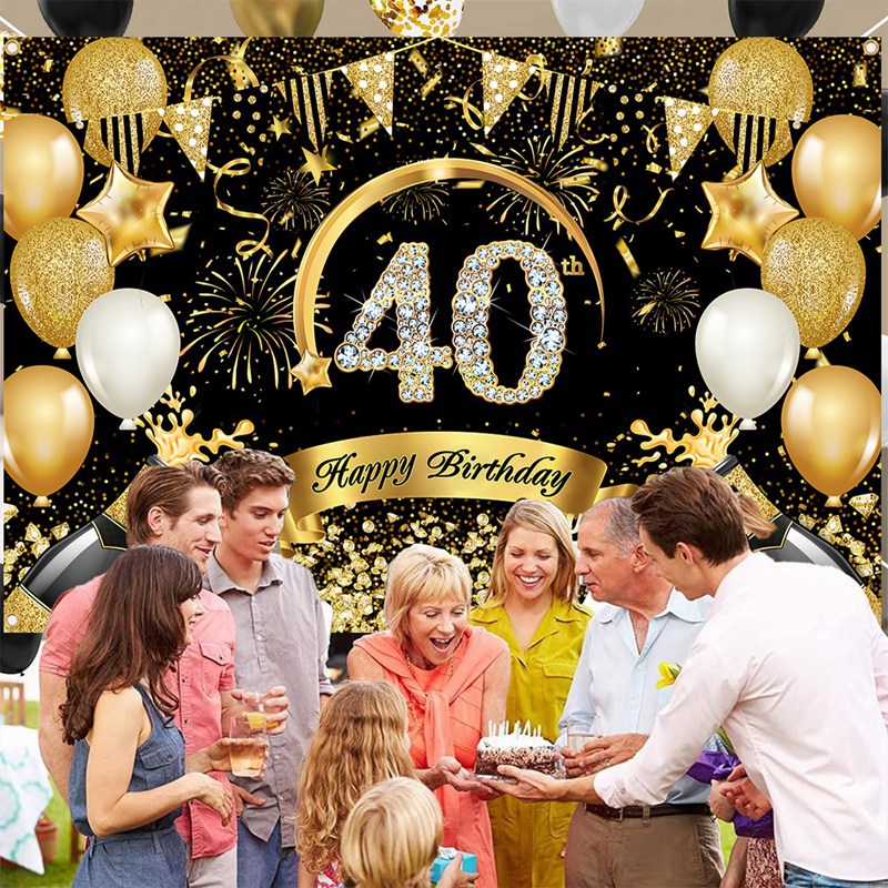 Feliz 30 40 50 cumpleaños panc - Party Banner Gold reseña y precio