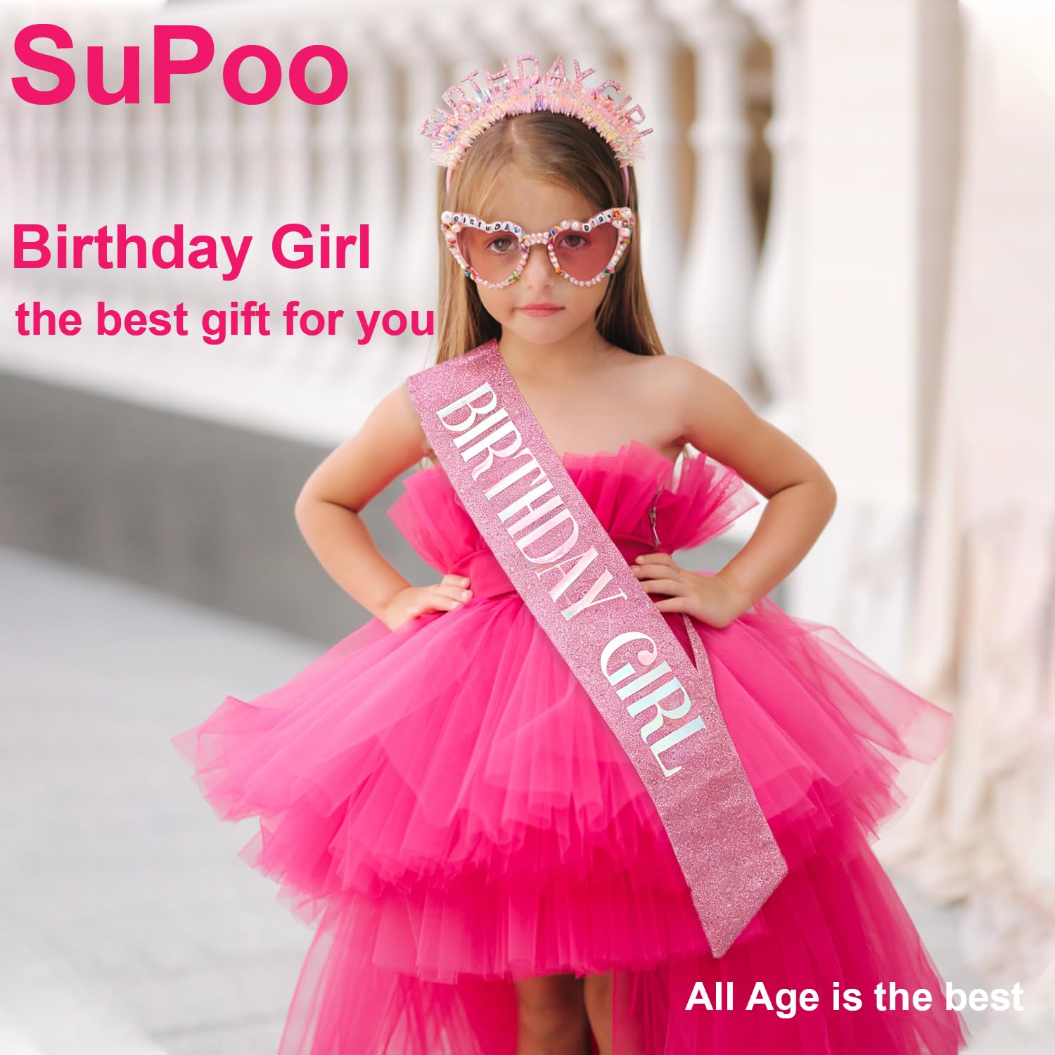 Set de Diadema, Banda y Gafas  - Birthday Sash Glitter reseña y precio
