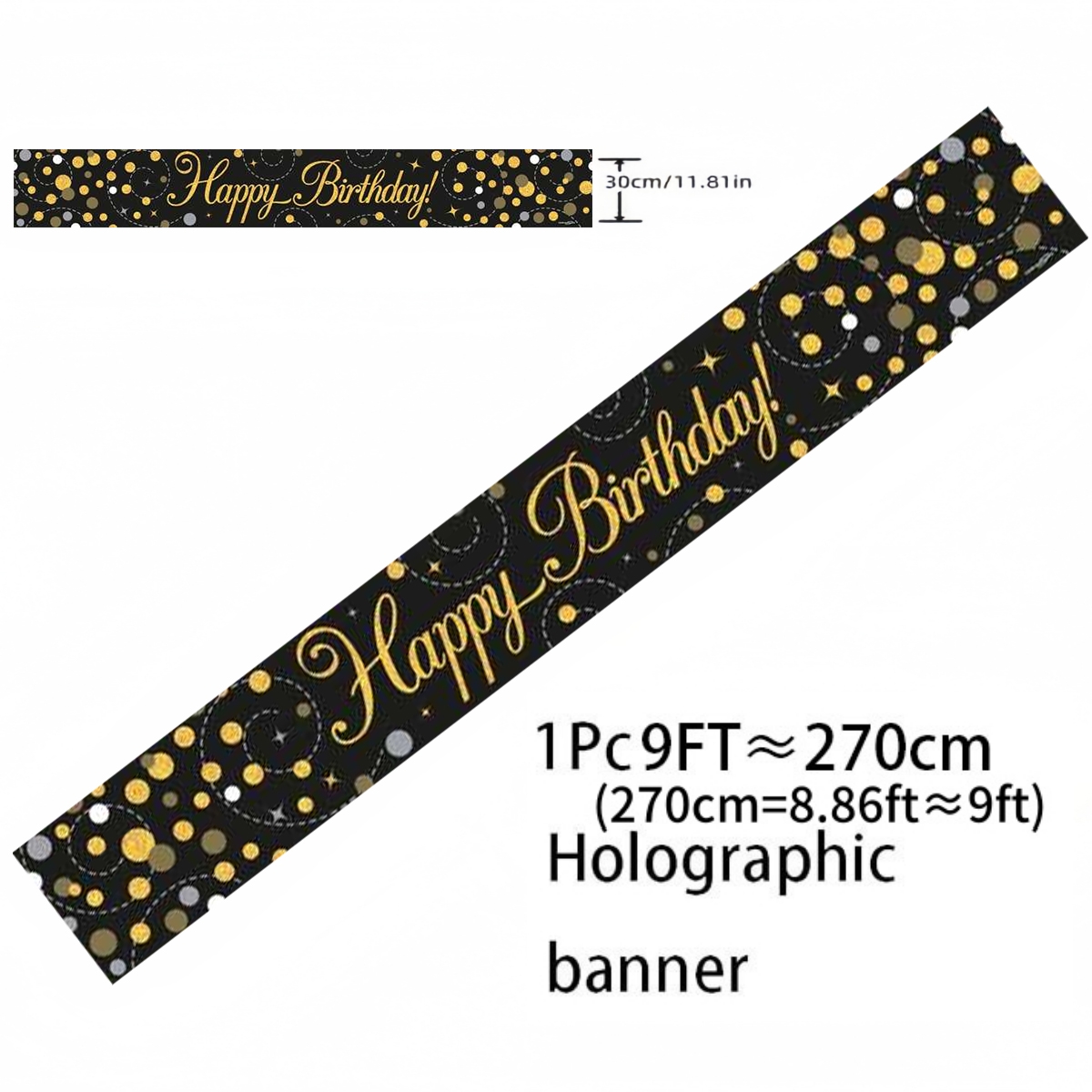 Guirnalda Holográfica Negra y  - Party Banner Gold reseña y precio