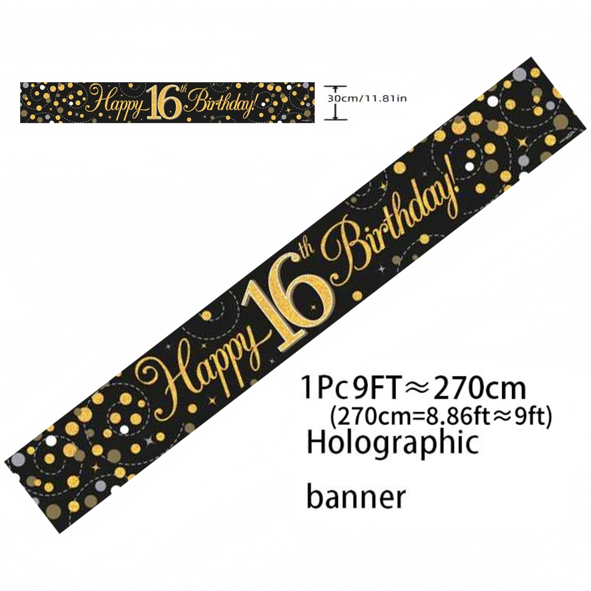 Guirnalda Holográfica Negra y  - Party Banner Gold reseña y precio